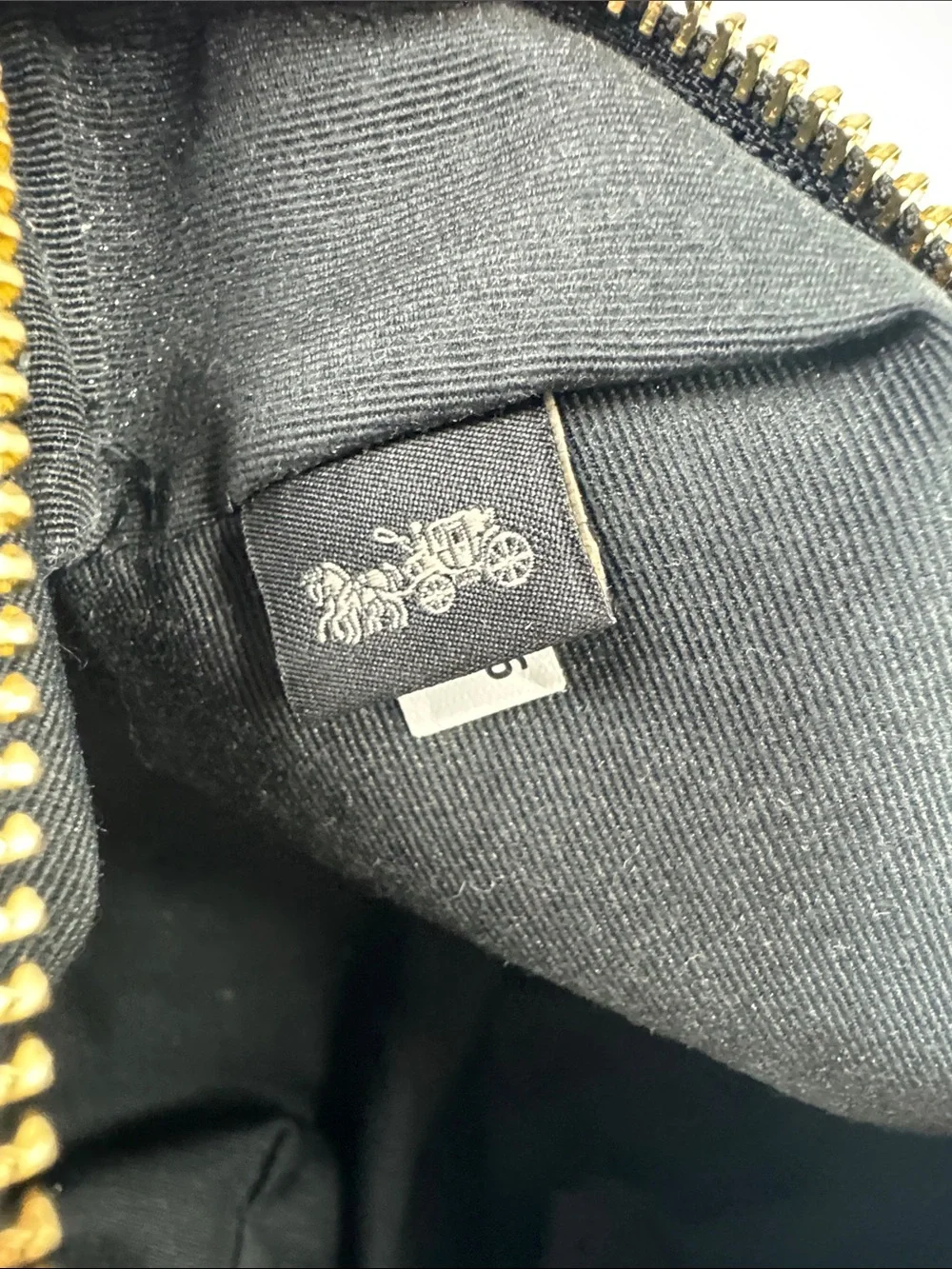 Coach Nylon Black Cosmetic Pouch with Pink Lip Motif Gold zipper & logo